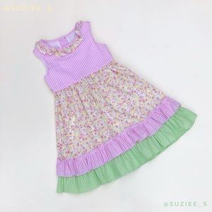 Rare Editions Floral Tiered Seersucker Dress 6X